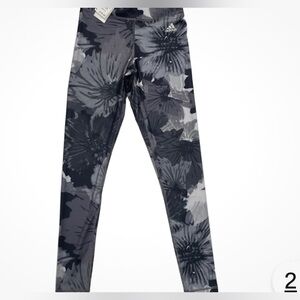 ADIDAS Women’s TE AOP High Rise Full Length, Gray Floral Print Tights-S